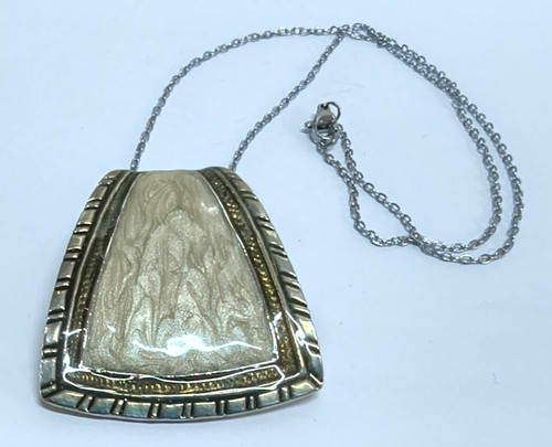 Silver tone cream - cream, enamel