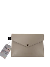 GIUSEPPE ZANOTTI Ladies Small Cream Squared Button-Up Clutch Bag Used In Box 