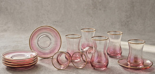 Turkish glass tea set 6 - turkish, of