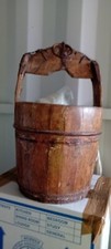 Antique Handmade Hand Carved Wooden Well Bucket Pail