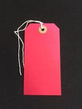 50 Red  Strung Tags 120 x 60 mm String Tie On Parcel Luggage Tag 120mm x 60mm