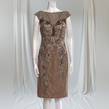 Jovani Tan Cap Sleeve Lace