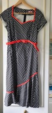 Retro Style Joe Browns Wiggle Dress Black and White Polka Dot Size 14
