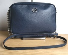 Michael Kors Fulton Large Pebbled Leather Crossbody Bag in Navy