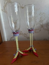 Pair of Novelty  Glass PROSECCO/ CHAMPAGNE Flutes