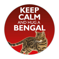 2 x Keep Calm and Hug a Bengal Cat Self-Adhesive Vinyl Sticker for Cat Lovers