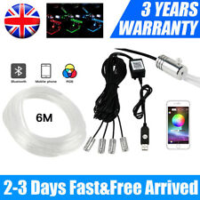4-In-1 6m RGB LED Car Interior Light Strip Fiber Optic Ambient Lighting USB APP
