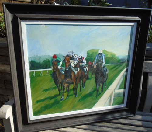 Original oil horse racing - of,