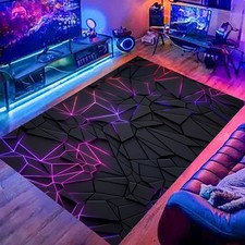 Gaming Room Rug,Neon Look