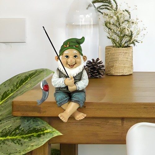 Garden gnome statue - gnome, fishing