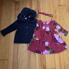 ?Ted Baker Rose Dress With Matching Handbag & Navy Jacket Set Girls 2-3 Years