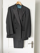 Mens M&S Black Tuxedo Suit Jacket 40" Trousers 34" Long Vintage wedding, prom