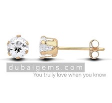 9ct Real English Gold Created Diamond Stud Earring Comes in a box  and Gift Bag