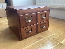 Vintage 4 Drawer Card Filing Oak Wooden Cabinet