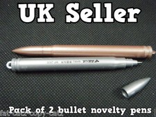 PACK OF 2 NOVELTY BOYS MENS MACHINE GUN MILITARY BULLETS PENS PARTY BAG GIFT UK