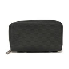 LOUIS VUITTON Zippy XL N61254 purse Logo Embossed Black Zip Around Clutch ...