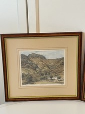 Signed Lake District Watercolour Langdale Print Landscape Framed Vintage