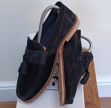 MENS ASOS BLACK SUEDE TASSLE LOAFERS/SHOES MOD/IVY LEAGUE/PREPPY UK 7.5