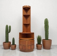 VINTAGE RETRO NATHAN SQUARES TALL TEAK CORNER UNITS CABINET DISPLAY 1970s