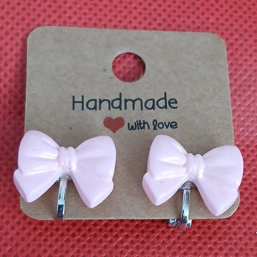 Pink silver bow clip - pink, clip-on