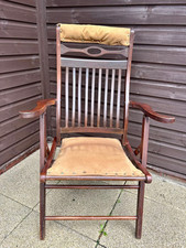 Edwardian Folding Steamer Chair – With Cushions & Slatted Back