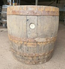 EXTRA LARGE TALL OAK HALF BARREL WITH DRAINAGE HOLES SHRUB FLOWER GARDEN PLANTER