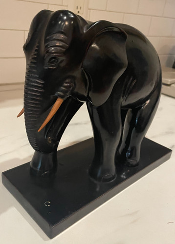 Vintage ebony wood elephant - vintage,