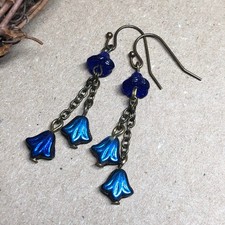 Cordelia - Cobalt blue flower bead earrings