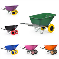 KCT XL BIG WHEELBARROW TWIN WHEEL HEAVY DUTY PUNCTURE PROOF GARDEN STABLE