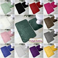 2 Piece Pebble Bath Mat Pedestal Set Non Slip Extra Large Bathroom Toilet Rugs