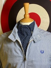 Fred Perry stripe harrington cotton & linen jacket seersucker sz medium mod ivy