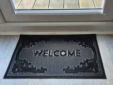 Rubber Doormat 60cm x 40cm - 'Welcome' (D2) - Absorbent Coir Mat for