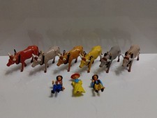 Rare Lead Trophy Miniatures? 6x Ox With 2 Cow Boys And A Lady Lead Model Figures