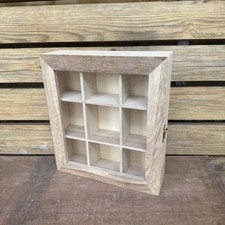 Wooden Compartment Organizer trinket curio Display case 