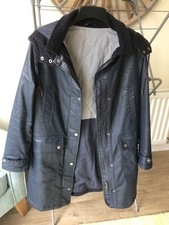 Roman Originals Ladies Wax Type Warm Winter Coat Jacket Navy Size 8-12