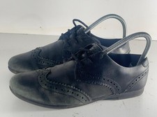 Clarks Boys Junior Shoe Size 4(37) Used Black Leather Lace Up Brogue Shoes  -E27