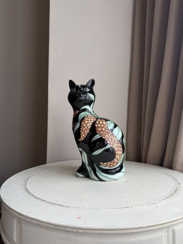 Vintage black cat enameled - vintage,
