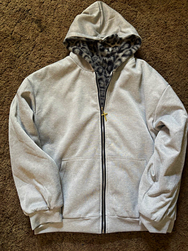 Womens gray full zip - zip, hooded