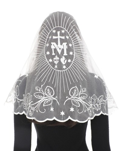 Mantilla veil 95x58cm white - veil,