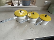Retro vintage Kockums 3 saucepan set
