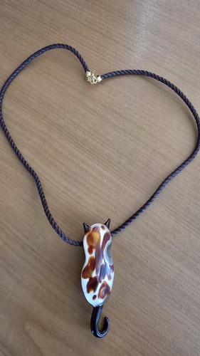 Murano glass cat necklace 18in - glass,
