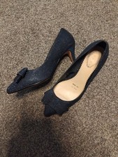 Debut Debenhams Shoes Size 5 Wide Fit Blue Sparkly Heels Stiletto Worn Once 