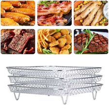 3 Tire Stainless Steel Stackable Square Rack Air Fryer Rack for 9-11" Air Fryer