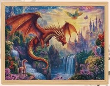 RED DRAGON STAMPED CROSS STITCH KIT 14 COUNT PRINTED AIDA SIZE 30x40CM