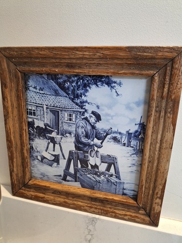Framed antique ceramic - framed, dutch