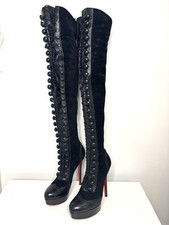 Christian Louboutin Majolique Over The Knee Black Suede Boots 39.5