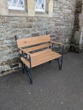 Solid oak Garden Bench Traditional small 2 Seater Bench Brown Outdoor Seating