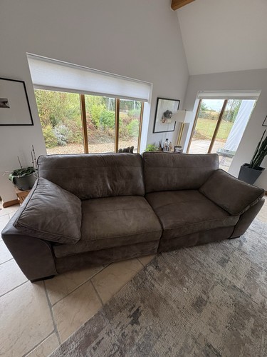 Brown leather sofa - brown, sofa,
