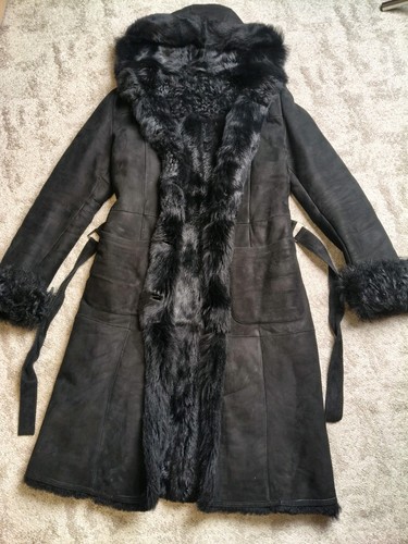 Black lambskip long toscana - black,