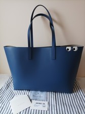 Anya Hindmarch Ebury Shopper Eyes Blue Leather Tote Bag With Dust Bag NEW